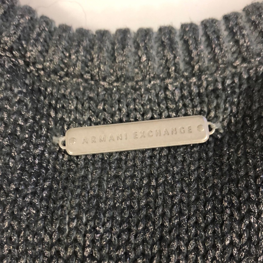 Armani Exchange XXS Top Gray Sleeveless Knit Metallic Distressed Asymmetrical - Picture 6 of 6